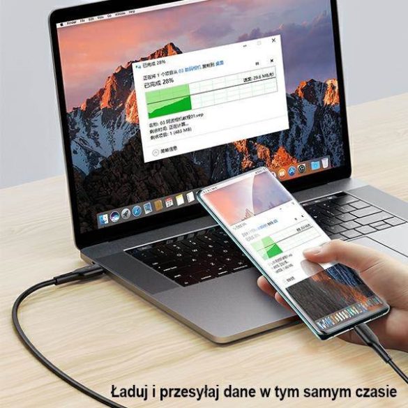 USAMS kábel U43 USB-C - USB-C 100W PD gyorstöltés 5A 1.2m fekete SJ459USB01 (US-SJ459)