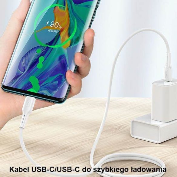 USAMS kábel U43 USB-C - USB-C 100W PD gyorstöltés 5A 1.2m fehér SJ459USB02 (US-SJ459)