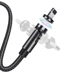   USAMS kábel mágneses U59 lightning 2.1A gyorstöltés 1m fonott fekete SJ472USB01 (US-SJ472) állítható szög