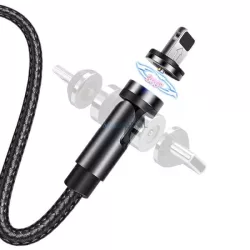  USAMS kábel mágneses U59 lightning 2.1A gyorstöltés 1m fonott fekete SJ472USB01 (US-SJ472) állítható szög