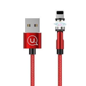 USAMS kábel mágneses U59 lightning 2.1A gyorstöltés 1m fonott piros SJ472USB02 (US-SJ472) állítható szög