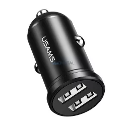   USAMS autós töltő 2xUSB 2,4A Mini fekete CC114TC01 (US-CC114)