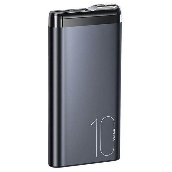 USAMS Powerbank PB55 10000mAh 2xUSB LED kijelző szürke 10KCD14801 (US-CD148) alumínium