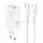 USAMS hálózati Power Delivery MT 2xUSB-C+USB GaN 65WT33 PD + USB-C–USB-C kábel 100 W-os gyorstöltéshez, fehér MTXLOGTC02