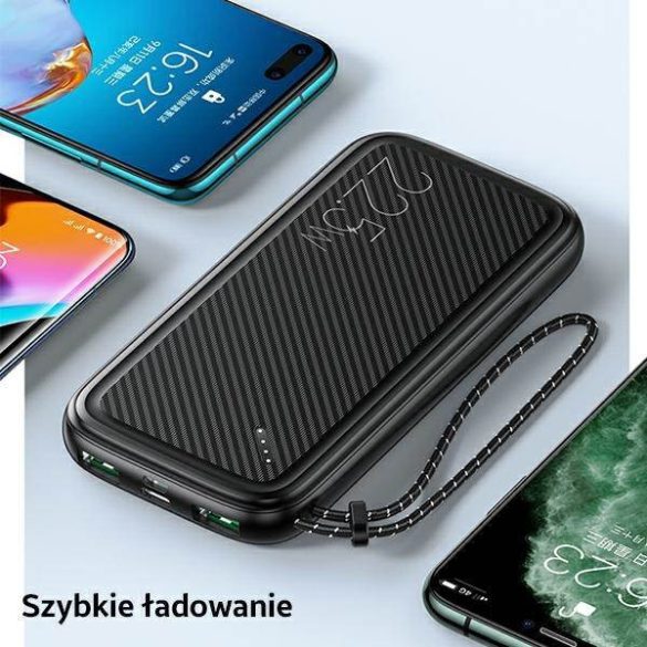 USAMS Powerbank PB56 10000mAh 22.5W 2xQC3.0+PD gyorstöltés fekete 10KCD15101 (US-CD151)