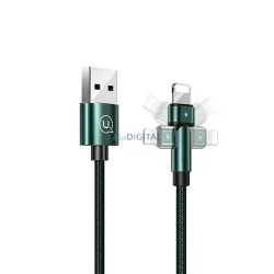  USAMS kábel fonott forgatható fejjel U60 2A Lightning zöld 1m SJ476USB02 (US-SJ476)