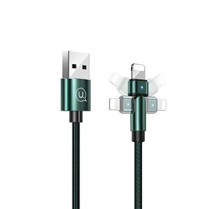 USAMS kábel fonott forgatható fejjel U60 2A Lightning zöld 1m SJ476USB02 (US-SJ476)