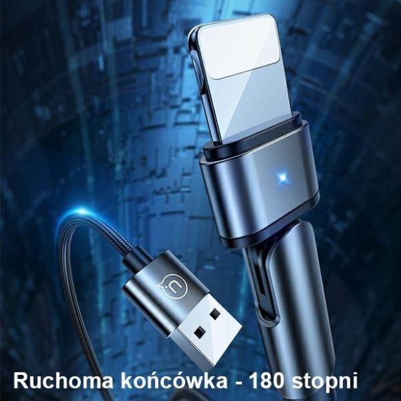 USAMS kábel fonott forgatható fejjel U60 2A Lightning zöld 1m SJ476USB02 (US-SJ476)