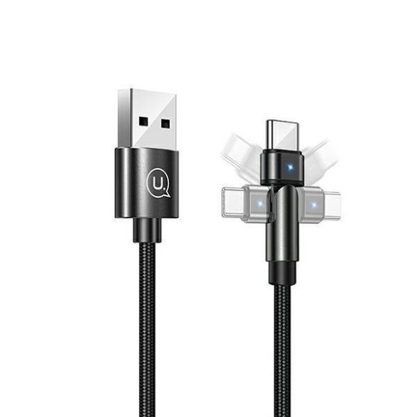 USAMS kábel fonott forgatható fejjel U60 2A USB-C fekete 1m SJ477USB01 (US-SJ477)