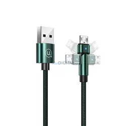   USAMS kábel fonott forgatható fejjel U60 2A microUSB zöld 1m SJ478USB02 (US-SJ478)