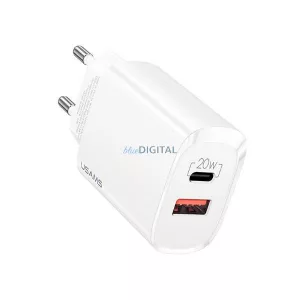 USAMS T35 hálózati töltő 1xUSB-C+1xUSB 20W PD3.0+QC3.0 gyorstöltés (US-CC121) - fehér