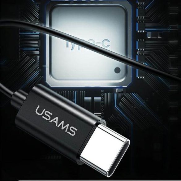 USAMS sztereó fejhallgató EP-43 fém USB-C fekete HSEP4301