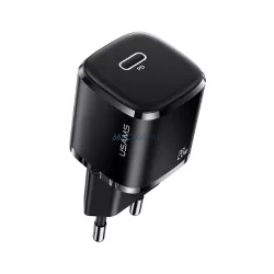   USAMS hálózati töltő 1xUSB-C T36 mini 20 W (csak a fej) PD3.0 gyors töltő fekete CC124TC01 (US-CC124)