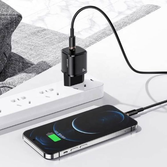 USAMS töltő 1xUSB-C T36 mini 20W (csak fej) PD3.0 gyorstöltés fekete CC124TC01 (US-CC124)