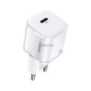 USAMS hálózati töltő 1xUSB-C T36 mini 20 W (csak a fej) PD3.0 gyors töltő fehér CC124TC02 (US-CC124)