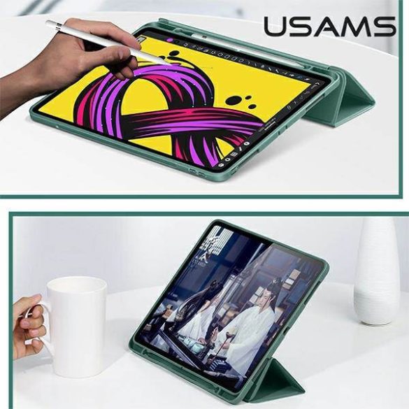 USAMS Case Winto iPad Air 10.9" 2020 sötétzöld Smart Cover tok