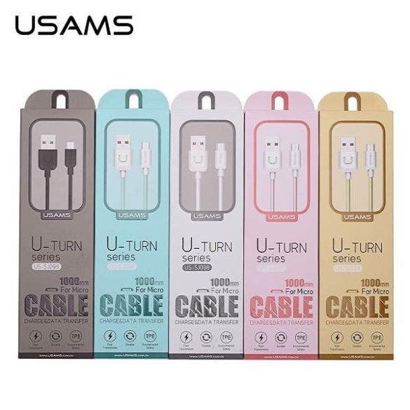 USAMS kábel U-Turn microUSB 1m fekete 2A MICUSBXD01 (US-SJ098)