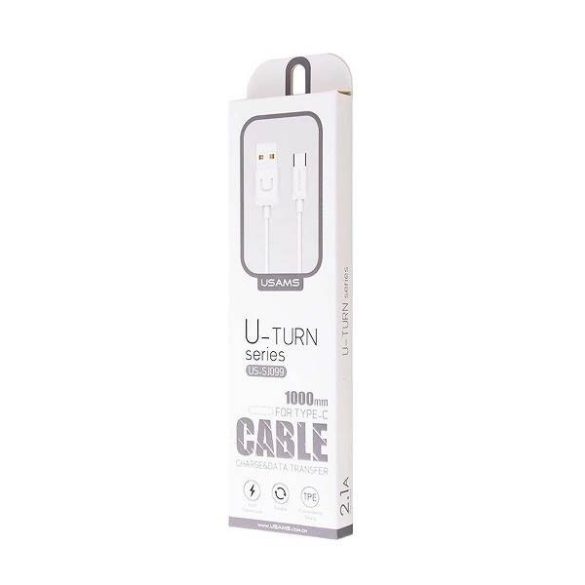 USAMS kábel U-Turn USB-C 1m fehér 2A TCUSBXD02 (US-SJ099)
