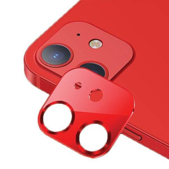 USAMS Camera Lens edzett üveg iPhone 12 kameralencsére fém piros BH703JTT03 (US-BH703)