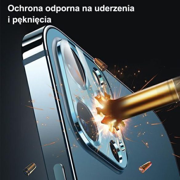 USAMS kamera lencse védő fólia kék szegéllyel iPhone 12 Pro Max