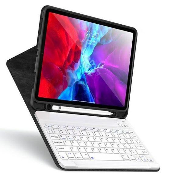 USAMS Winro tok billentyűzettel iPad Air 10.9" lila borító - fehér billentyűzet