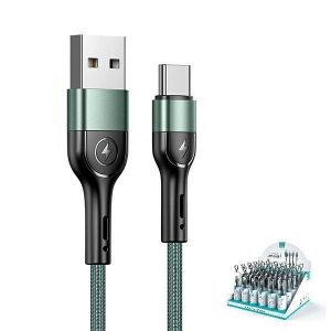 USAMS kábel fonott U55 2A USB-C 1db készlet U55 zöld 1m SJ449USBSG02 (US-SJ449)