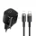 USAMS hálózati töltő 1xUSB-C T36 mini 20 W + USB-C–Lightning kábel, fekete/black, PD3.0 gyors töltő XFKXLOGTL01 (US-CC124+US-SJ484)