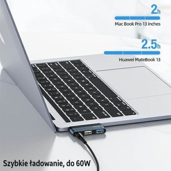 USAMS Adapter HUB USB 2.0/USB 3.0/USB-C szürke