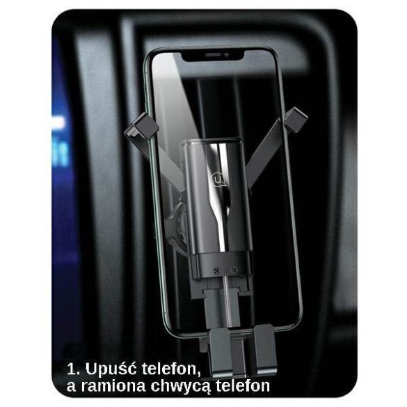 USAMS Gravitációs autós telefontartó szellőzőrácsra fekete ZJ058ZJ01 (US-ZJ058)