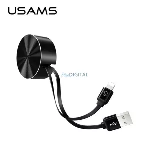 USAMS U-Bin behúzható Lightning kábel 1m 2A (US-SJ150) - fekete