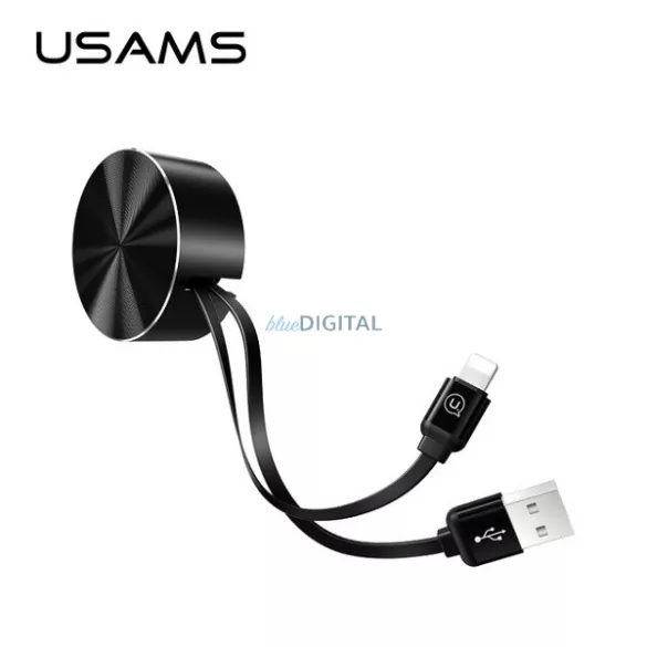 USAMS U-Bin behúzható Lightning kábel 1m 2A (US-SJ150) - fekete