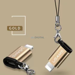   USAMS Adapter microUSB-lightningze smyczą złoty/gold SJ152ML02 (US-SJ152)