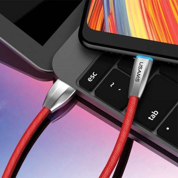 USAMS kábel fonott U-Light USB-C vörös 1,2m TCZSUSB04 (US-SJ184)