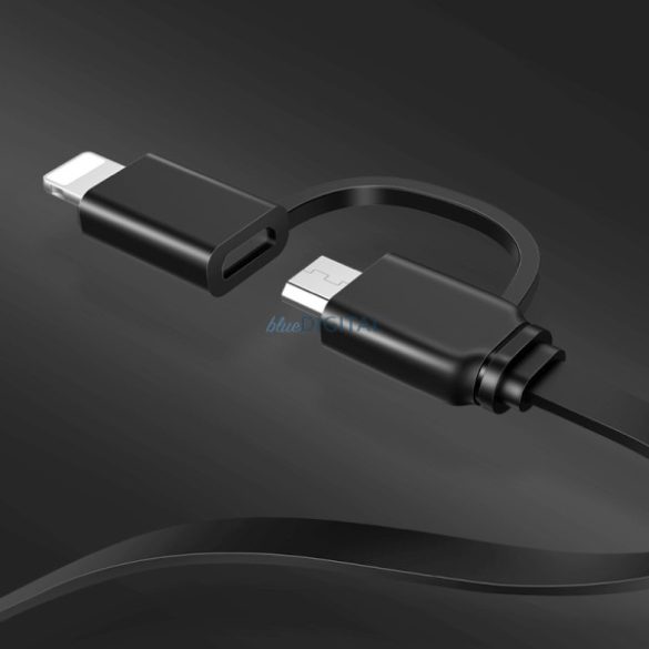 USAMS behúzható U1 2 1-ben kábel 1m fekete (Lightning/microUSB) SJ192USB01 (US-SJ192)