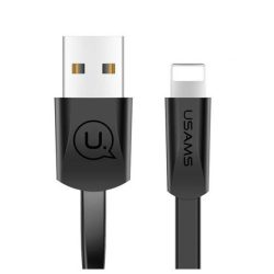   USAMS kábel lapos U2 Lightning 1,2m fekete iPhone 5/6/7/8/X (US-SJ199)
