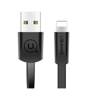 USAMS kábel lapos U2 Lightning 1,2m fekete iPhone 5/6/7/8/X (US-SJ199)