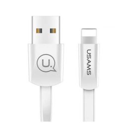   USAMS kábel lapos U2 Lightning 1,2m fehér iPhone 5/6/7/8/X (US-SJ199)