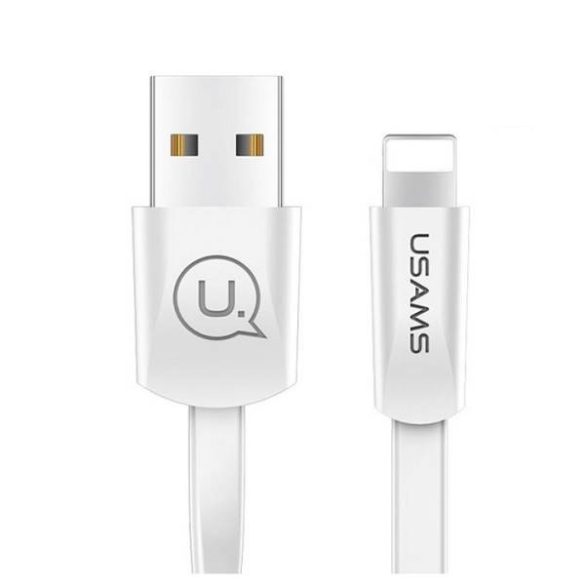 USAMS kábel lapos U2 Lightning 1,2m fehér iPhone 5/6/7/8/X (US-SJ199)