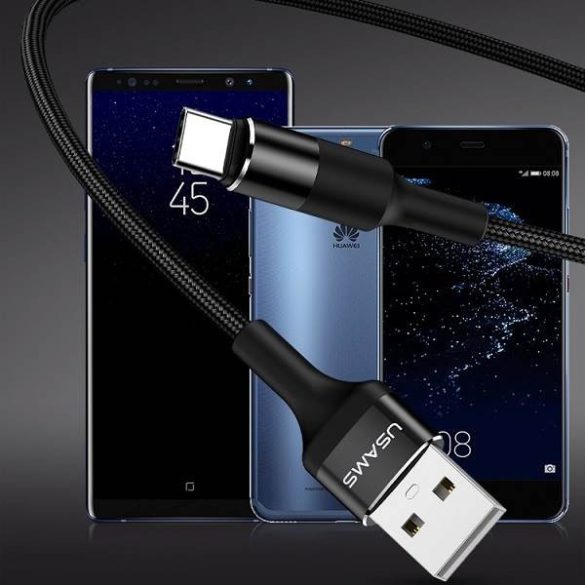 USAMS kábel fonott U5 2A USB-C fekete 1,2m SJ221TC01 (US-SJ221)