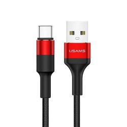   USAMS kábel fonott U5 2A USB-C vörös 1,2m SJ221TC02 (US-SJ221)