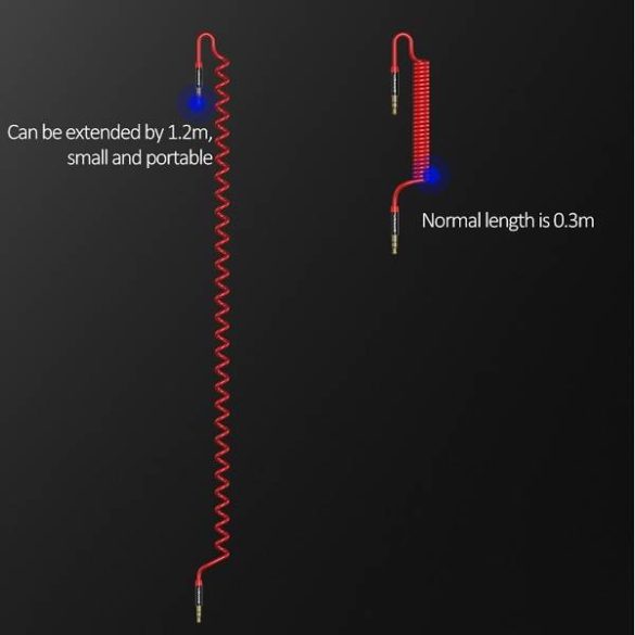 USAMS Adapter rugós audio jack 3,5mm -3,5mm 1,2m piros