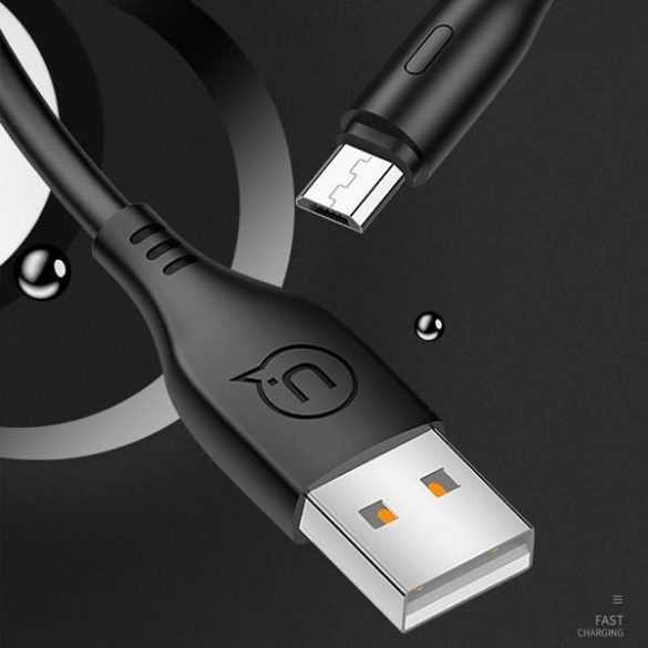 USAMS kábel U18 microUSB 2A gyorstöltés 1m fekete SJ268USB01 (US-SJ268)