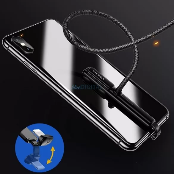 USAMS U9 gaming fonott kábel USB-C 1,5m 2A/3A gyorstöltés (US-SJ279) - fekete
