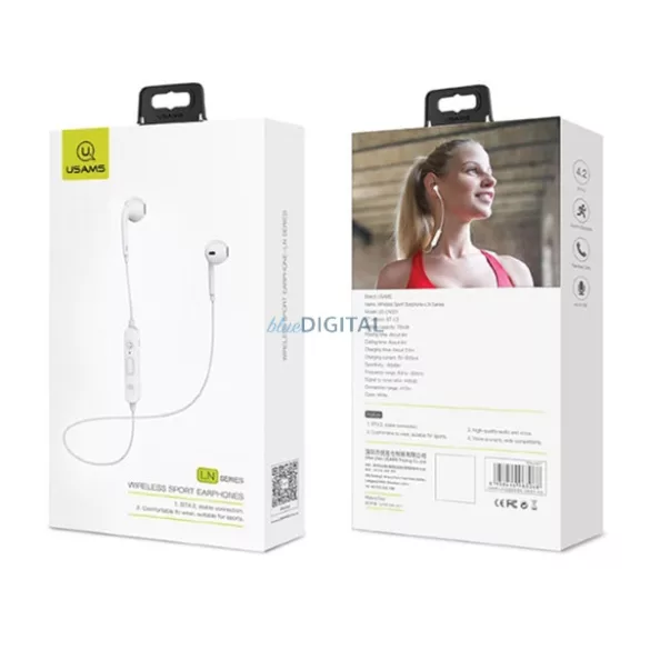USAMS Bluetooth sztereó fejhallgató LN sorozat fehér
