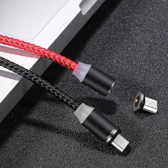 USAMS kábel mágneses U-Sure microUSB 1m 2.1A fonott fekete SJ294USB01 (US-SJ294)