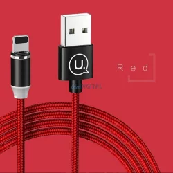  USAMS kábel mágneses U-Sure lightning 1m 2.1A fonott piros SJ292USB02 (US-SJ292)