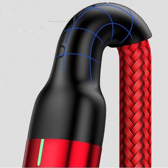 USAMS kábel mágneses U28 lightning 2.4A gyorstöltés 1m fonott piros SJ326USB02 (US-SJ326)