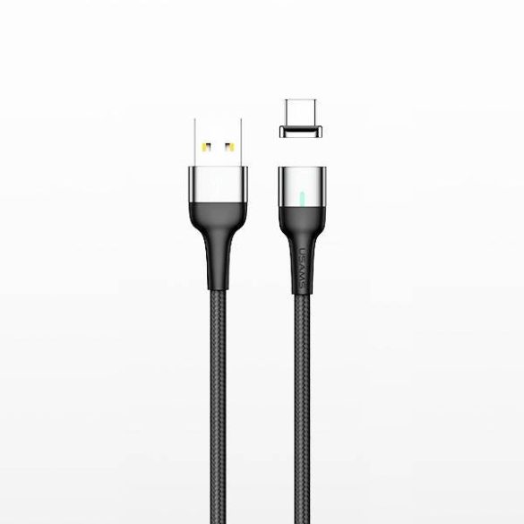 USAMS kábel mágneses U28 lightning 2.4A gyorstöltés 1m fonott szürke SJ326USB03 (US-SJ326)