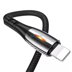   USAMS kábel fonott U-Tone lightning 1.2m Power-off 2A gyorstöltés fekete SJ344USB01 (US-SJ344)