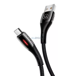   USAMS kábel fonott U-Tone microUSB 1.2m Power-off 2A gyorstöltés fekete SJ346USB01 (US-SJ346)